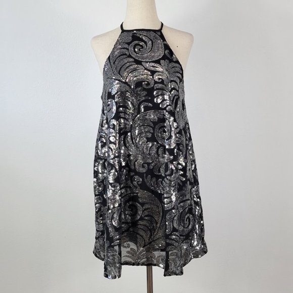 SHOW ME YOUR MUMU gomez  sequin mini dress silver Sz XS - Picture 2 of 9
